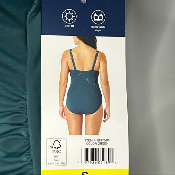 Lands’ End Green One Piece Swimsuit Ruched Tummy Control Size Small NWT - Picture 6 of 7